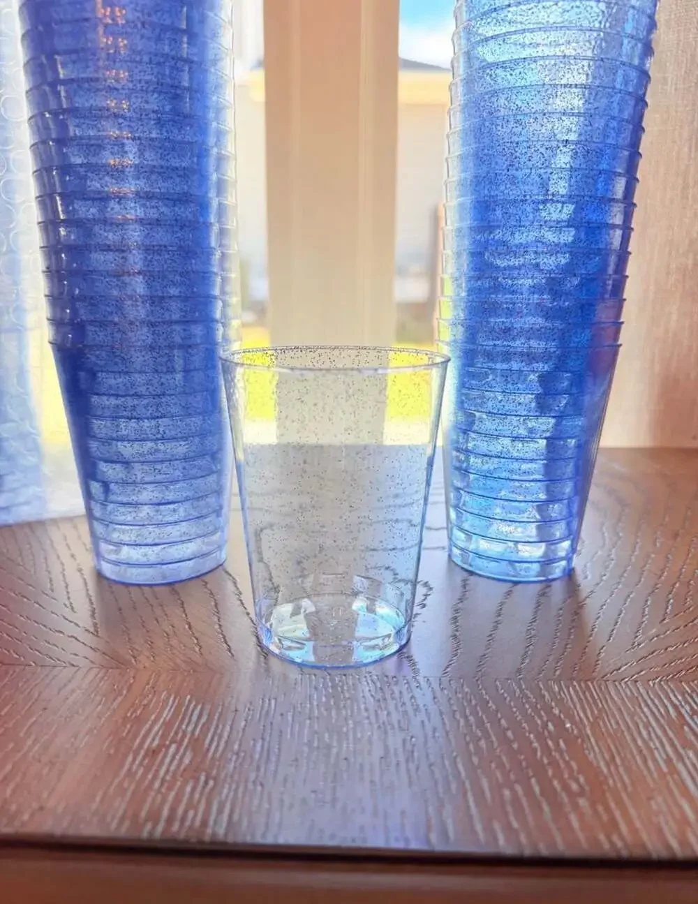 Celebrate It Blue Glitter Plastic Tumblers and Cups Lot